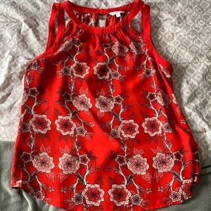 Candies Red Floral Print Top